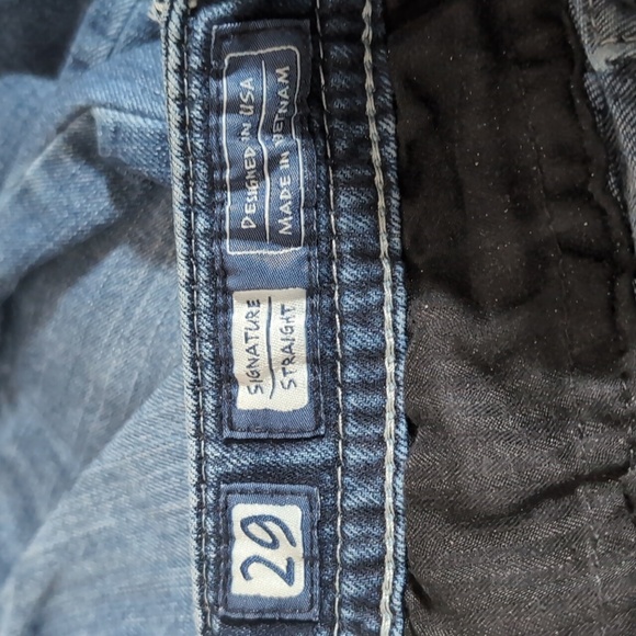 Miss Me Signature Straight Jeans Medium Blue Wash Midrise Bling Back Size 29 - Picture 7 of 9